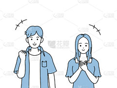 年轻情侣微笑插画