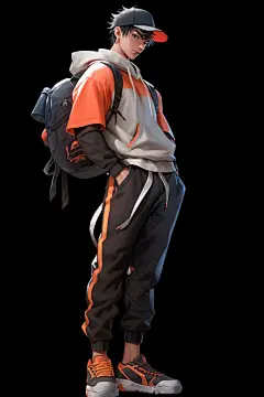 棒球帽帅气男孩图片插画