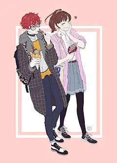 时尚感十足，英伦风格服装插画。
画师 Mochiipanko ​​​​