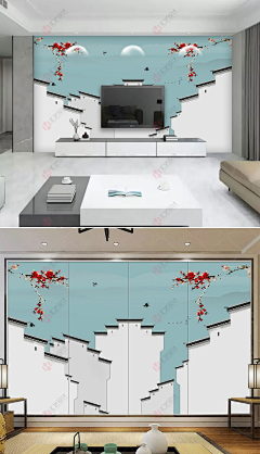 正图网采集到免费电视背景墙|装饰画图片