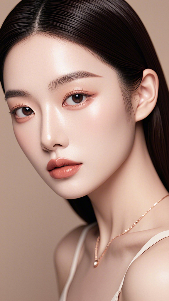 美女 五官精致 纯色背景  深邃眼眸 浅...