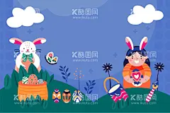 可爱兔子背景  - 源文件下载【酷图网】可爱兔子背景,小兔子背景,壁纸,复活节背景,卡哇伊,小白兔