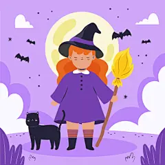 卡通可爱万圣节儿童魔女僵尸鬼怪糖果南瓜搞怪插画海报ai设计素材-淘宝网