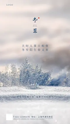 冬至简约唯美节日节气插画大气海报