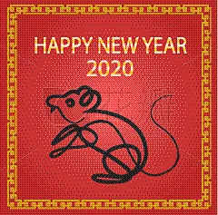 贺卡,春节,2020,可爱的,传统,边框,泰国,动物,中国,中国人