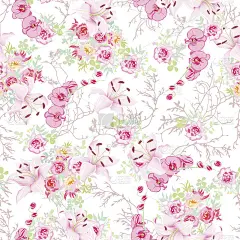 婚礼花环百合，玫瑰，兰花无缝矢量打印_5132612788