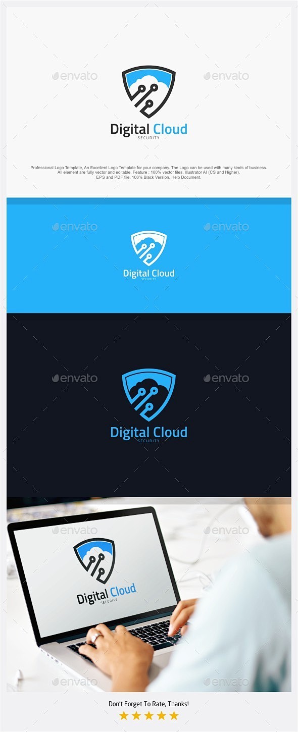 数字云安全标志——对象标识模板Digital Cloud Security Logo - Objects Logo Templates盔甲、云 ...