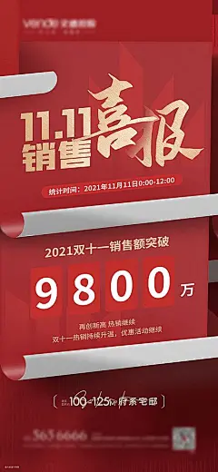 【素材能量站】海报  房地产  双十一  促销   狂欢  喜报 销售额  |968498 