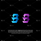 字母B低的多几何标志设计模板