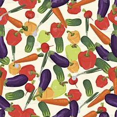 以茄子、大葱、萝卜为背景，无缝拼接而成