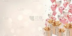 2D插图模板圣诞卡，生日，庆祝和新年传单海报的推广邀请与圣诞球，星星，礼盒和放置信息的地方