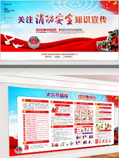 消防安全知识火灾防控宣传展板设计
