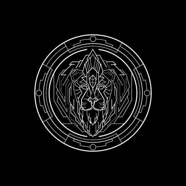 几何狮子徽章图案矢量图素材