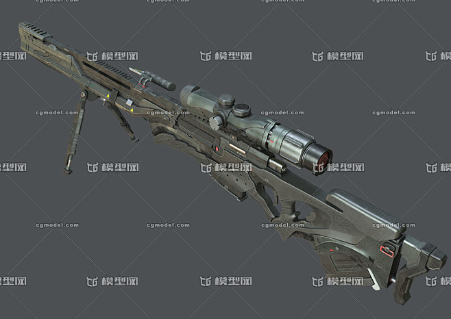3dmax科幻狙击步枪超写实概念枪军事枪械武器兵器次世代枪支pbr爆头