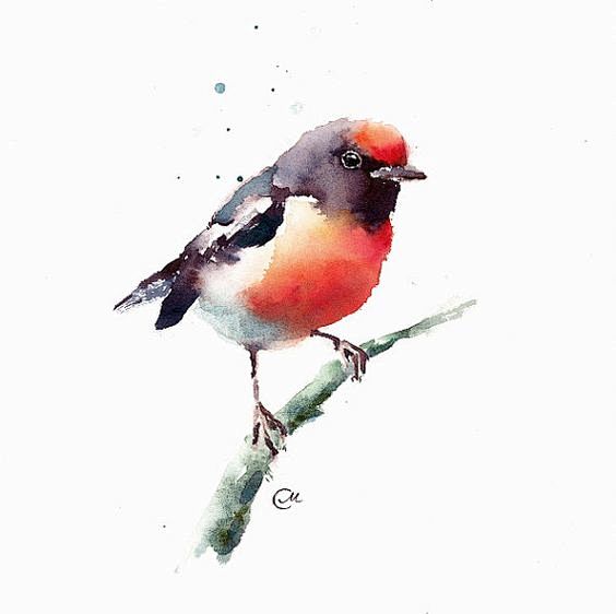 Watercolor Robin - O...