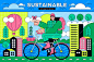Flat sustainable travel illustration