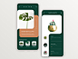 Kvitka花植物印刷术绿色栅格布局概念app时尚干净的剪影产品设计ui