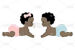 这是一个男孩!这是一个女孩!婴儿洗澡。婴儿是男孩和女孩。新生的非裔美国黑人男孩和女孩。非洲儿童