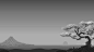 General 1920x1080 digital art minimalism simple background trees nature landscape mountians horizon Sun monochrome Japanese Mount Fuji