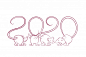 2020 new year card with mouse silhouettes with tails that intertwist in the form of numbers isolated Premium Vector