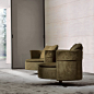 POLTRONA | ARMCHAIR CHARME <br/>PELLE | LEATHER P.9 NABUCK 8019 <br/>BASE | BASE MATT SATINED BRONZE