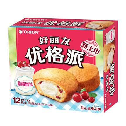 好丽友派新品优格派12枚蔓越莓酸奶注心蛋...
