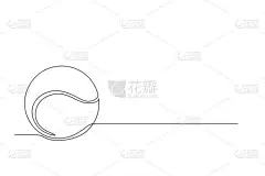 网球单线绘图.网球设备是一种连续的线艺术.单行连续画网球运动主题的单行画，球拍，球拍，球拍，球拍，球
