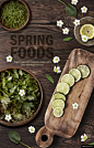 柠檬切片初春食物木板砧板春季海报模板平面设计
