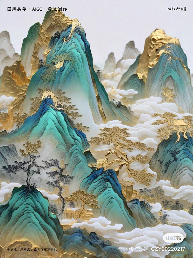 鎏金山水画海报