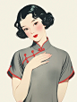 老上海风情｜保守风旗袍人物插画 - 小红书