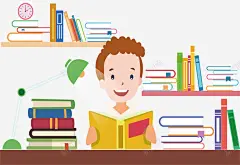 挑灯夜读的小男孩 页面网页 平面电商 创意素材