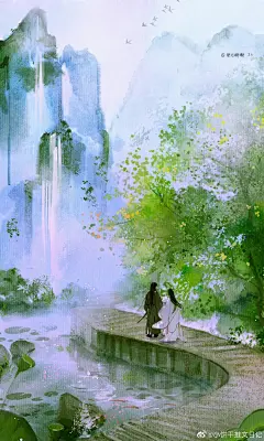 古风插画超话
浅浅岁月拂满爱人袖，片片芳非入水流 ​​​​
