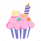 手绘-生日装饰元素2-纸杯蛋糕