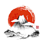 日本和风水墨画富士山水竹鲤鱼风景中国风AI矢量设计素材 (4)