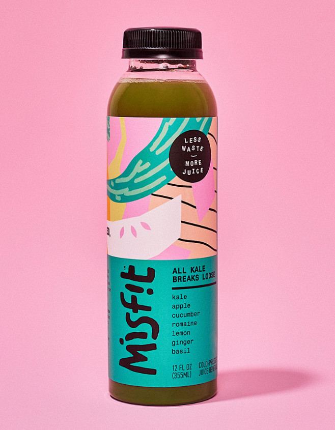 misfit 混合蔬菜水果果汁包装设计，...