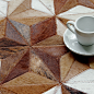 进口手工牛皮拼接地毯北欧式几何客厅沙发茶几垫定制做卧室床边毯-淘宝网