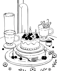 黑白生日蛋糕矢量插画图形