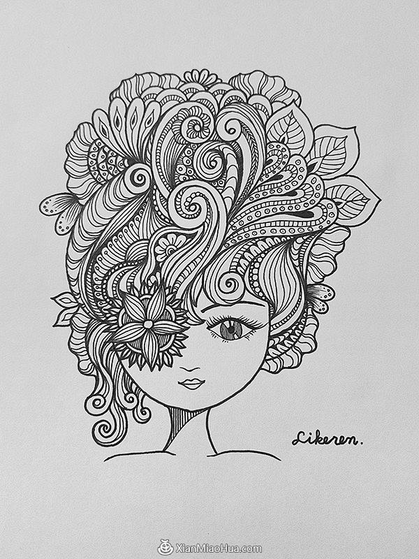 原创黑白画线描画手绘黑白装饰画