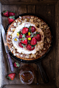 Almond Honey Cake with Strawberry Ripple Cream | halfbakedharvest.com