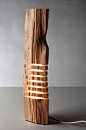 Minimalist Wood Sculpture Fine Art Wood Sculpture on Illuminated Glass Core.