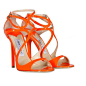 Jimmy Choo Fluo Orange Patent Leather Lance Sandals ($680) ❤ liked on Polyvore