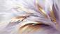 Photo there is a close up of a feather with gold and white feathers generative ai