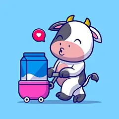 可爱卡通牛插画矢量图设计素材