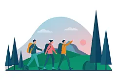 户外探险者爬山设计素材