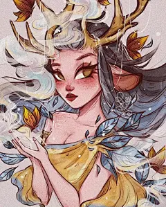 【插画分享】.12 画师： 愿你历遍山河，觉得人间值得 画作分享来自澳大利亚·墨尔本插画师Roytheart #插画分享 #插画系列 #奇幻 #欧美风 #复古风 #花舞 #女生头像 #分享喜欢 #女巫 #梦幻 #插画学习 #插画手绘 图源网络