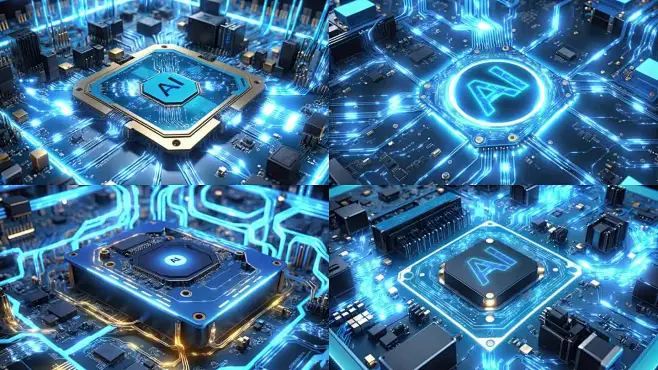 原创4K蓝色科技AI芯片电路循环视频素材-花瓣网