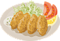 手绘卡通可爱食物日式饭面条汉堡天妇罗烤肉火锅免抠PNG图案素材 (2)