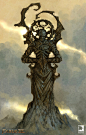 Auroran Statue, Fable 3, Mike McCarthy : Design for an ancient statue in the wastes of Aurora, from Fable 3. Pencils, Painter colours.