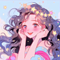 notlaugh_A_cute_girl_with_sparkling_hairpins_and_long_curly_hai_9