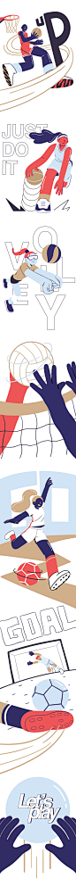 basketball Character design  exercise football olympic sport volleyball women 插画